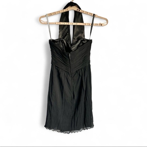 Jenny Yoo Black Dress Women Sz 6 Silk Chiffon Wedding Whimsigoth Halter Y2K EUC - Picture 2 of 13